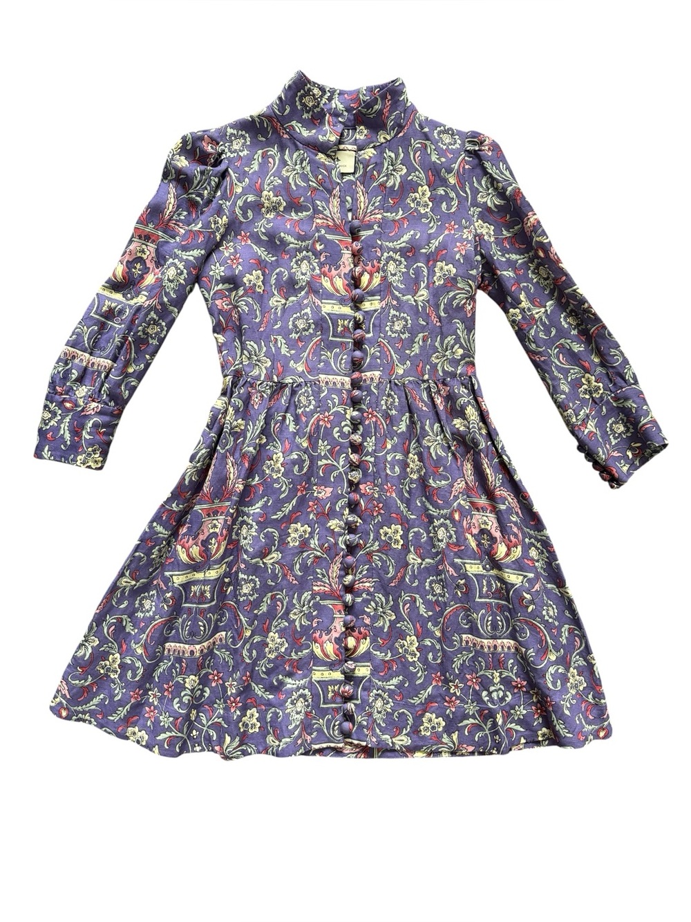 Tuckernuck Eliana Dress XS Avignon Aubergine Floral Button Front